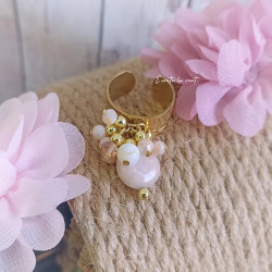 ✨ Bague dorée martelée et pampilles claires