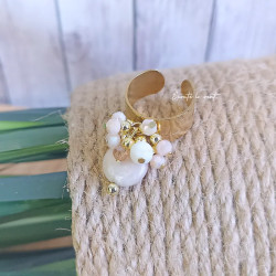 ✨ Bague dorée martelée et pampilles claires