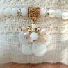 ✨ Bracelet en nacre – Fleur sculptée et reflets dorés
