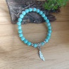 ✨Bracelet en Howlite turquoise – Breloque plume