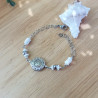✨ Bracelet en nacre blanche – Soleil tibétain