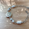 ✨ Bracelet en nacre blanche – Soleil tibétain