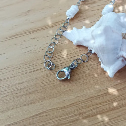 ✨ Bracelet en nacre blanche – Soleil tibétain