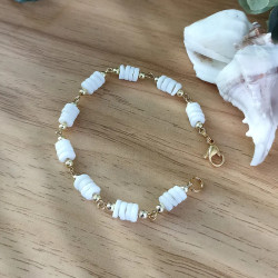 ✨Bracelet Chaine - Perles Heishi en nacre blanche