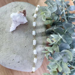 ✨Bracelet Chaine - Perles Heishi en nacre blanche