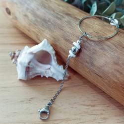 ✨Bracelet Chaine - Cercle acier et perles Heishi en nacre blanche