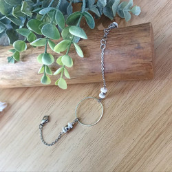 ✨Bracelet Chaine - Cercle acier et perles Heishi en nacre blanche