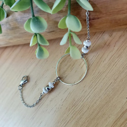 ✨Bracelet Chaine - Cercle acier et perles Heishi en nacre blanche
