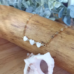 ✨Bracelet Chaine - Cœurs en nacre blanche