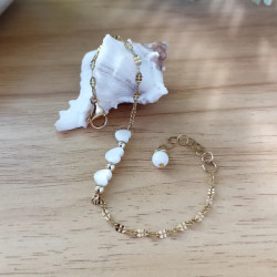 ✨Bracelet Chaine - Cœurs en nacre blanche