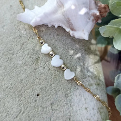 ✨Bracelet Chaine - Cœurs en nacre blanche